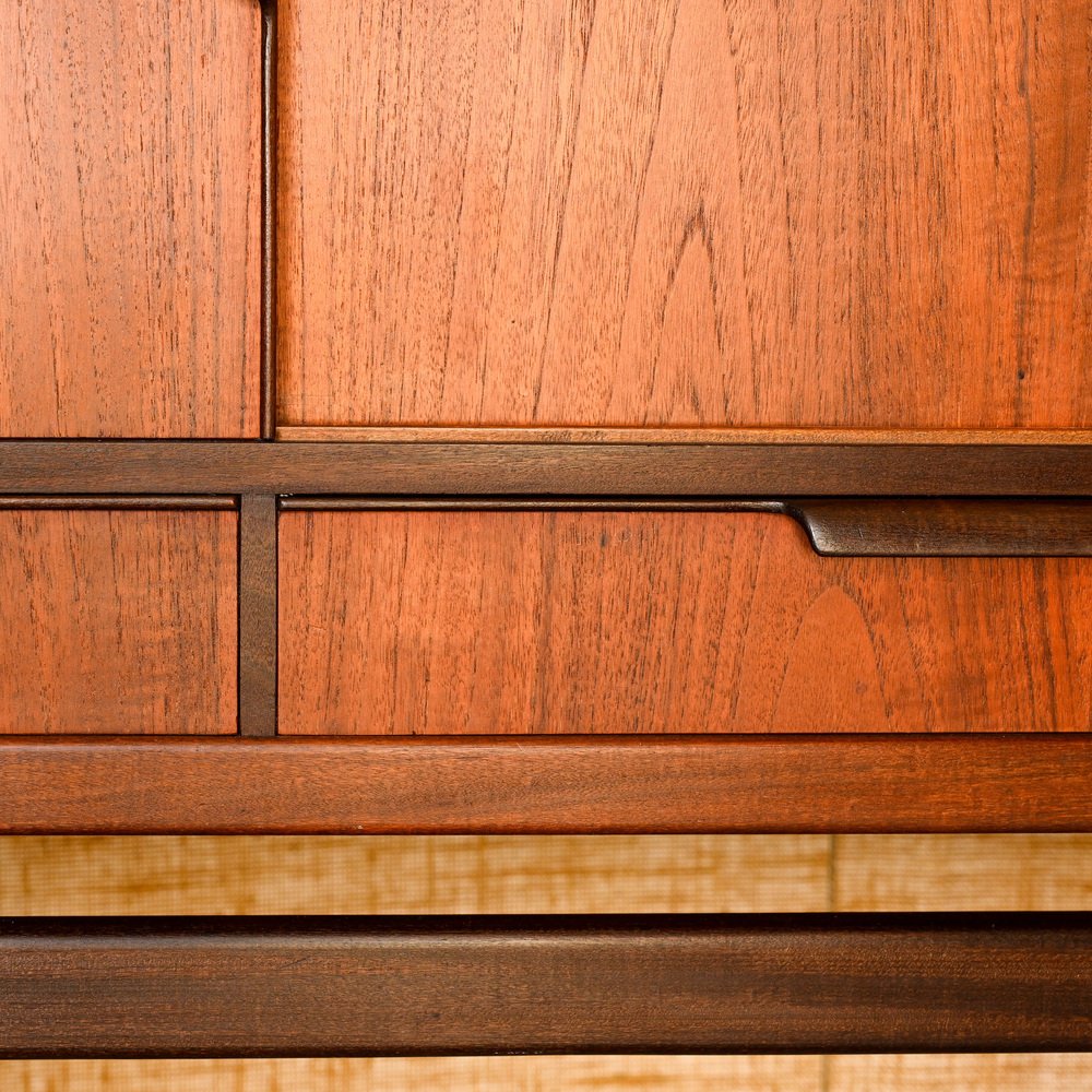 Teak Sideboard with Three Drawers and Three Sliding Doors, 1960s