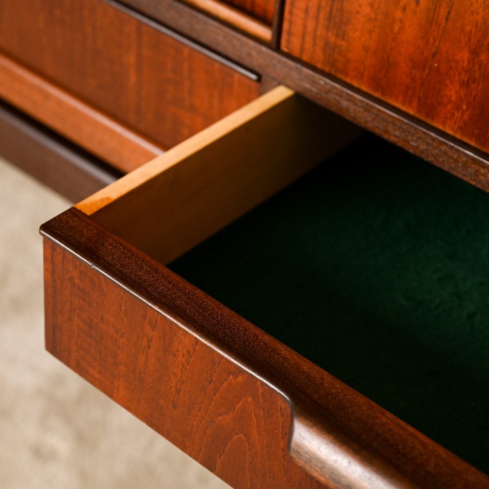 Teak Sideboard with Three Drawers and Three Sliding Doors, 1960s