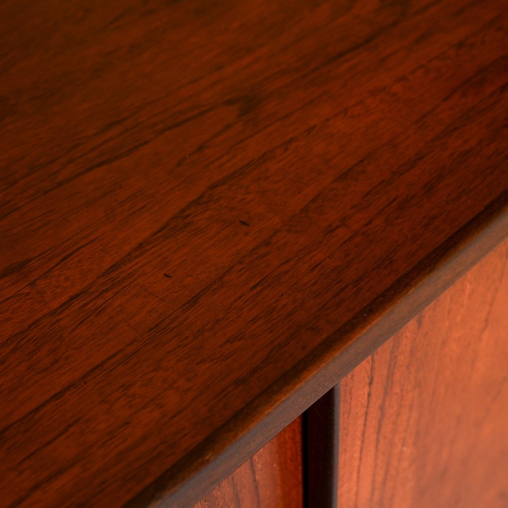 Teak Sideboard with Three Drawers and Three Sliding Doors, 1960s