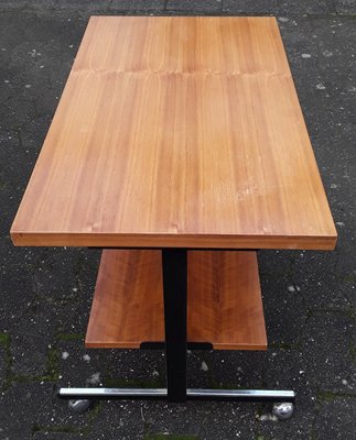 Teak & Steel Side Table on Wheels, 1970s-HOI-842213