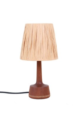 Teak Table Lamp with Papercord Shade, 1950s-NIX-1763678