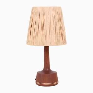 Teak Table Lamp with Papercord Shade, 1950s-NIX-1763678