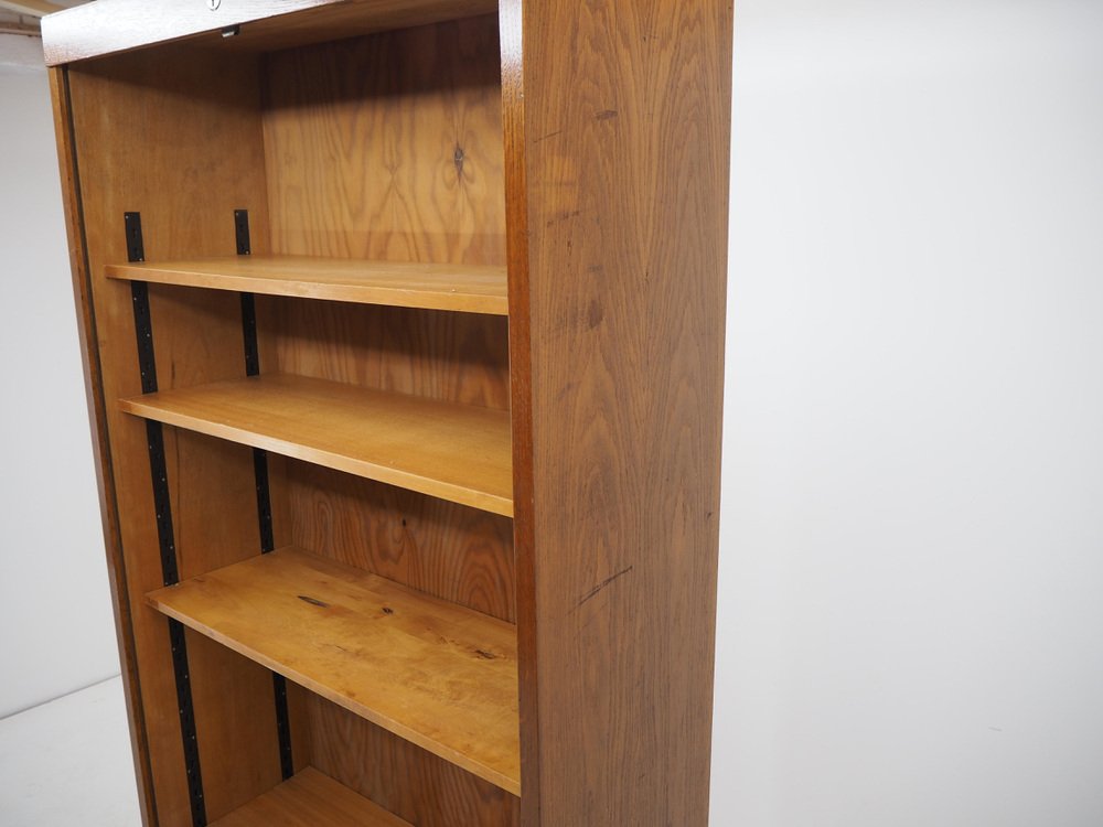 Teak Tambour Office Cabinet, Denmark, 1960s