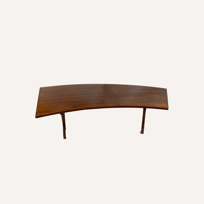 Teak Veneered Kidney Shaped Curved Coffee Table-BHG-1089154