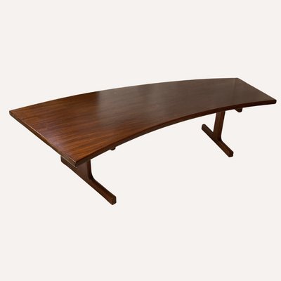 Teak Veneered Kidney Shaped Curved Coffee Table-BHG-1089154