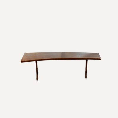 Teak Veneered Kidney Shaped Curved Coffee Table-BHG-1089154