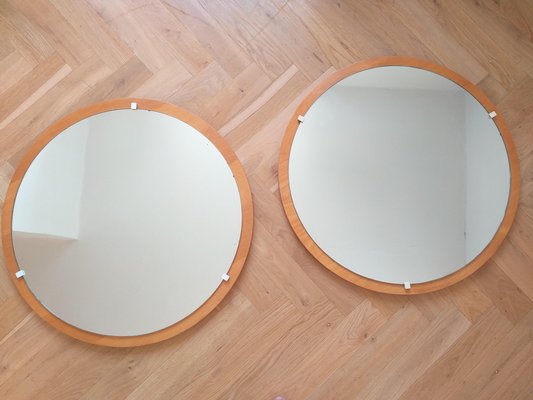 Teak Wall Mirrors, Denmark, 1960s, Set of 2-TZ-1048913