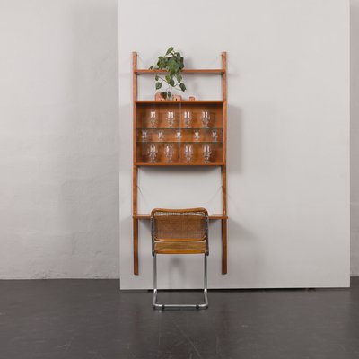 Teak Wall Unit with Desk and Vitrine by Poul Cadovius for Cado, 1960s-UE-1934230