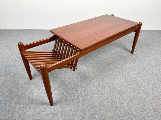 Teak Wood Coffee Table Magazine Rack, Italy, 1960s-LYQ-1171410