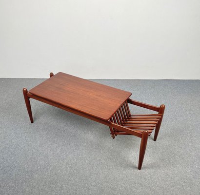 Teak Wood Coffee Table Magazine Rack, Italy, 1960s-LYQ-1171410