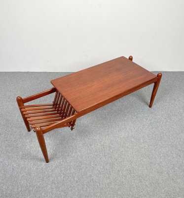 Teak Wood Coffee Table Magazine Rack, Italy, 1960s-LYQ-1171410