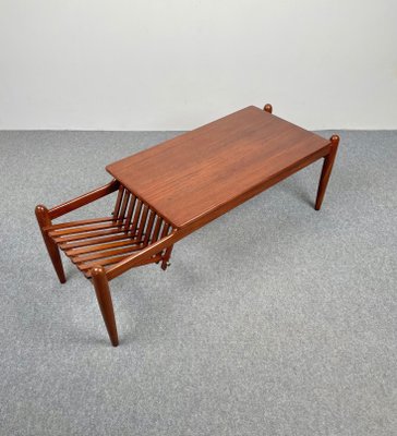 Teak Wood Coffee Table Magazine Rack, Italy, 1960s-LYQ-1171410