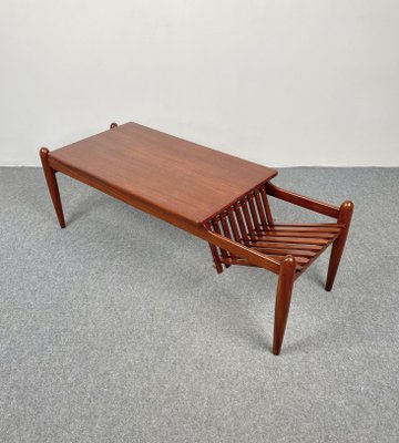 Teak Wood Coffee Table Magazine Rack, Italy, 1960s-LYQ-1171410