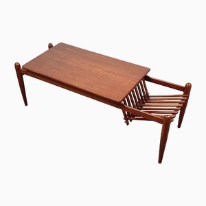 Teak Wood Coffee Table Magazine Rack, Italy, 1960s-LYQ-1171410