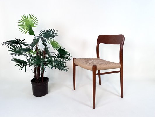 Teak & Woven Paper Cord Model 75 Side Chair by Niels O. Møller for J.L. Møllers, Denmark, 1954-JP-1805206