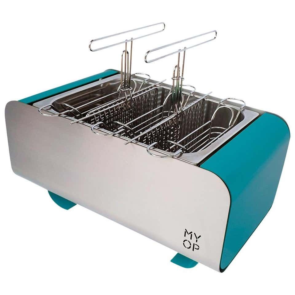 Teal Transportable Charcoal Barbecue with Compact Vertical Cooking from MYOP