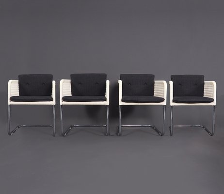 Tecta D43 White Cantilever Chairs, 1980s, Set of 4-SN-2021868