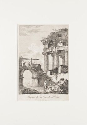 Temple de la Concorde, Rome - Original Etching by C.-L. Clérisseau - Early 1800 Early 19th Century-ZCI-758325