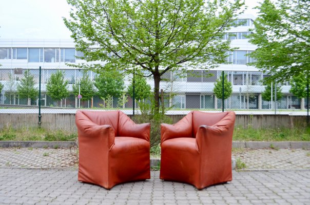 Tentazione Oxred Leather Armchairs by Mario Bellini for Cassina, Set of 2-UF-922306