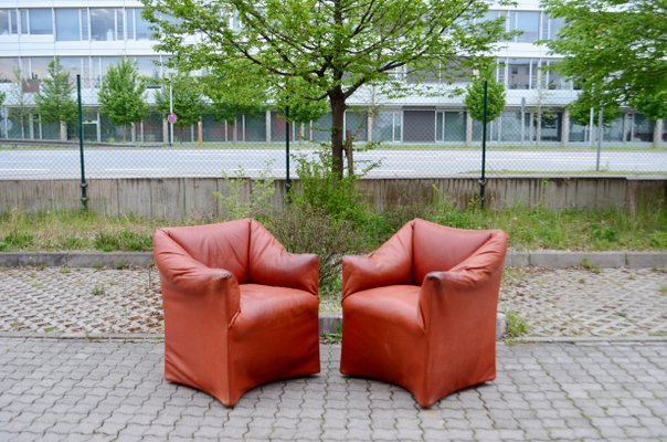 Tentazione Oxred Leather Armchairs by Mario Bellini for Cassina, Set of 2-UF-922306