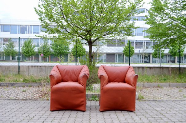 Tentazione Oxred Leather Armchairs by Mario Bellini for Cassina, Set of 2-UF-922306