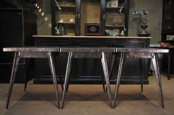 Terrace Table in Polished Metal from Tolix, 1950s-NEN-2043278