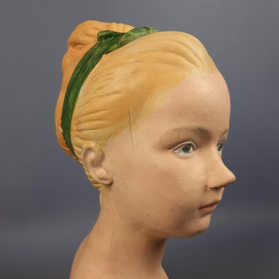 Terracotta Bust of Girl with Bow, 1960s-PWG-2024759