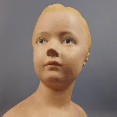 Terracotta Bust of Girl with Bow, 1960s-PWG-2024759