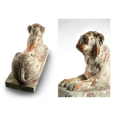 Terracotta Lion Statues, Set of 2-NQ-737755