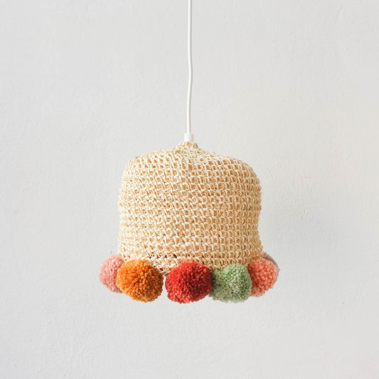 Terracotta Rope Lamp with Pompoms by Com Raiz