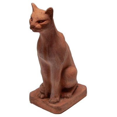 Terracotta Sculpture of a Sitting Cat, 1970s-KL-1757333