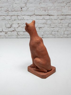 Terracotta Sculpture of a Sitting Cat, 1970s-KL-1757333