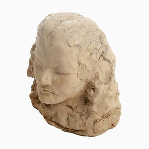 Terracotta Sculpture of Woman's Head, France, 20th Century-UR-1050802