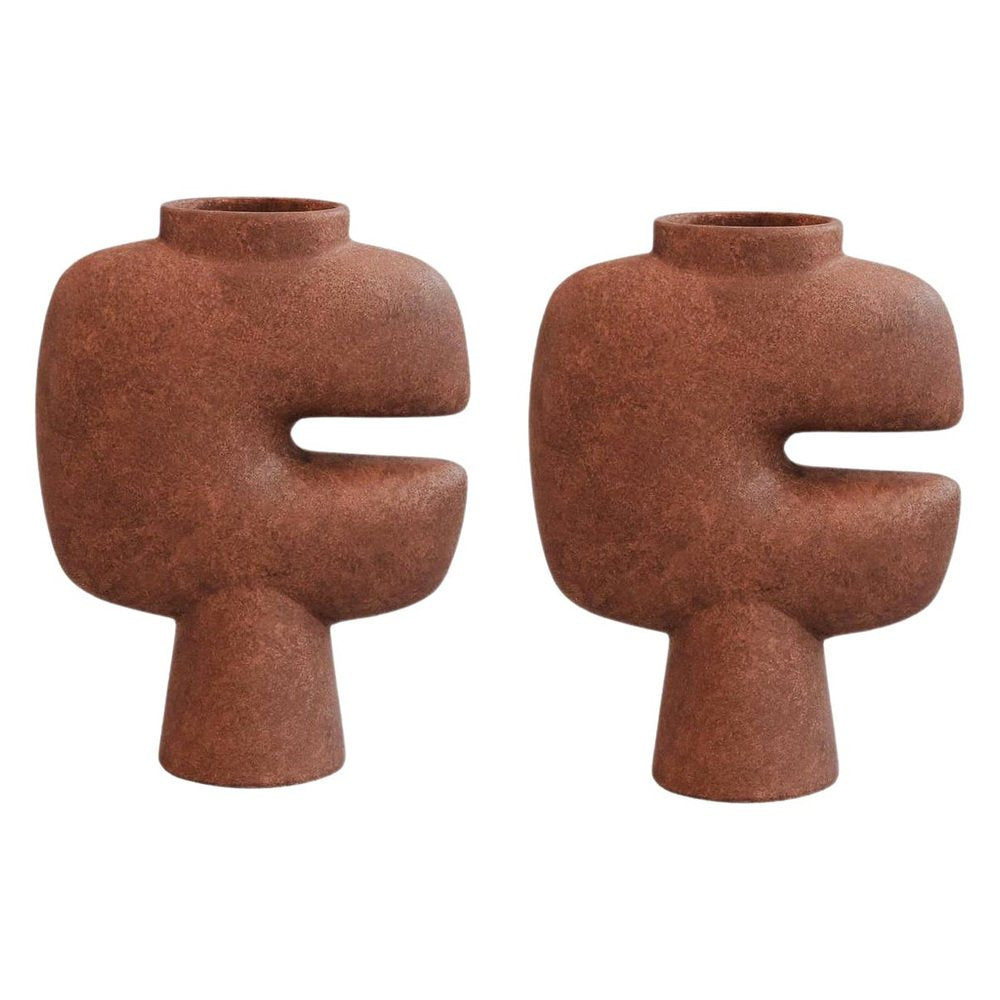 Terracotta Tribal Vase Medio by 101 Copenhagen, Set of 2