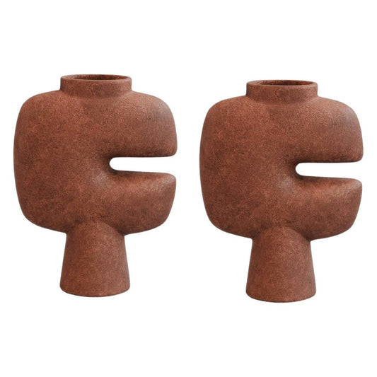 Terracotta Tribal Vase Medio by 101 Copenhagen, Set of 2