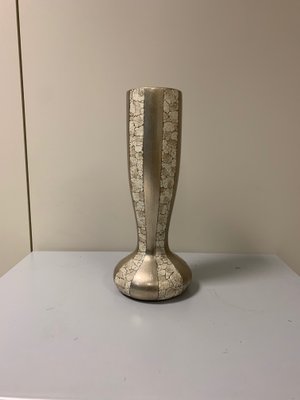 Terracotta Vase in Eggshell and Silver Leaf, 1950s-IJR-846255