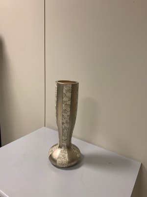 Terracotta Vase in Eggshell and Silver Leaf, 1950s-IJR-846255