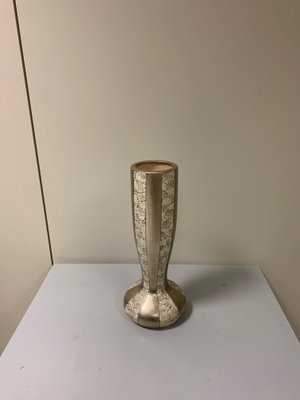 Terracotta Vase in Eggshell and Silver Leaf, 1950s-IJR-846255