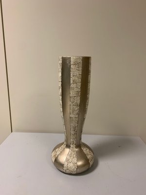 Terracotta Vase in Eggshell and Silver Leaf, 1950s-IJR-846255