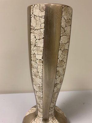 Terracotta Vase in Eggshell and Silver Leaf, 1950s-IJR-846255