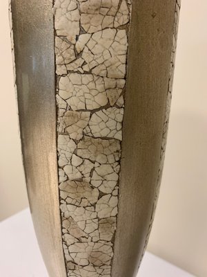 Terracotta Vase in Eggshell and Silver Leaf, 1950s-IJR-846255