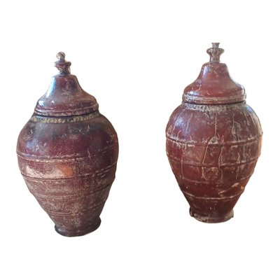 Terracotta Vases with Lids, Set of 2-TCS-1718663