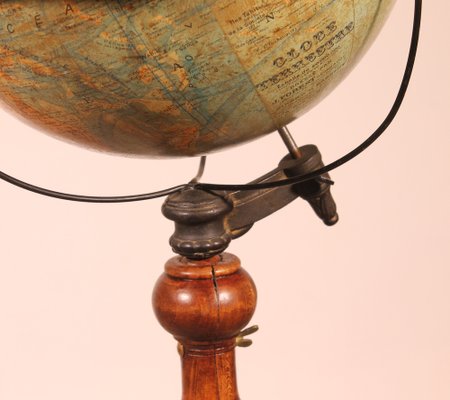 Terrestrial Library Globe on Stand from J. Forest Paris, 19th Century-HPU-1789176