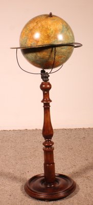 Terrestrial Library Globe on Stand from J. Forest Paris, 19th Century-HPU-1789176