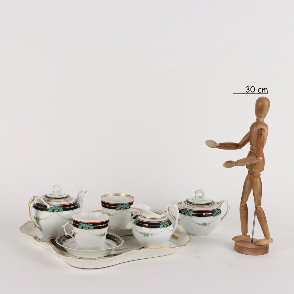 Tete a Tete Coffee Set in Porcelain, Paris, 1860s, Set of 8