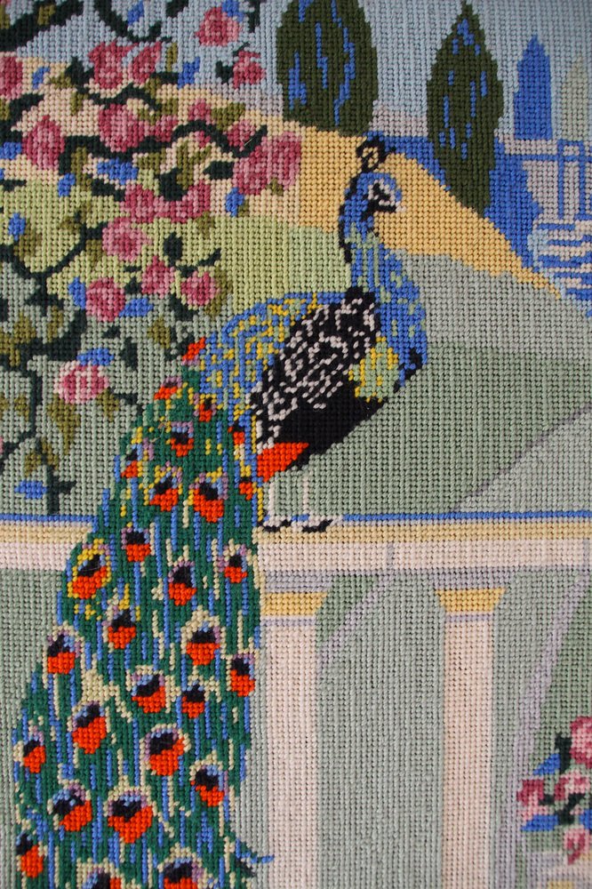 Textile Artwork with Peacock in Park Landscape, 1980s