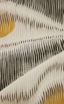 Textile Sculpture Board with Wave and Relief Effect in Charcoal and Yellow Shades-OTF-1817697