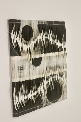 Textile Sculpture Board with Wave and Relief Effect in Charcoal Shades-OTF-1817611