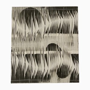 Textile Sculpture Board with Wave and Relief Effect in Charcoal Shades-OTF-1817611