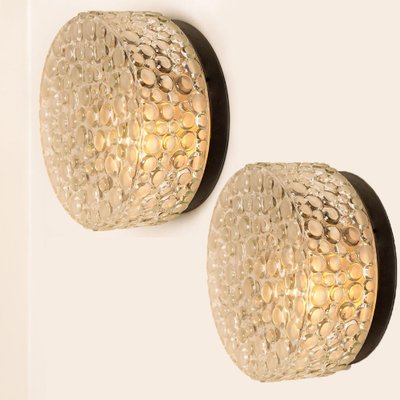 Textured Dots Glass Wall Light by Hillebrand, 1960s-VDW-1264776